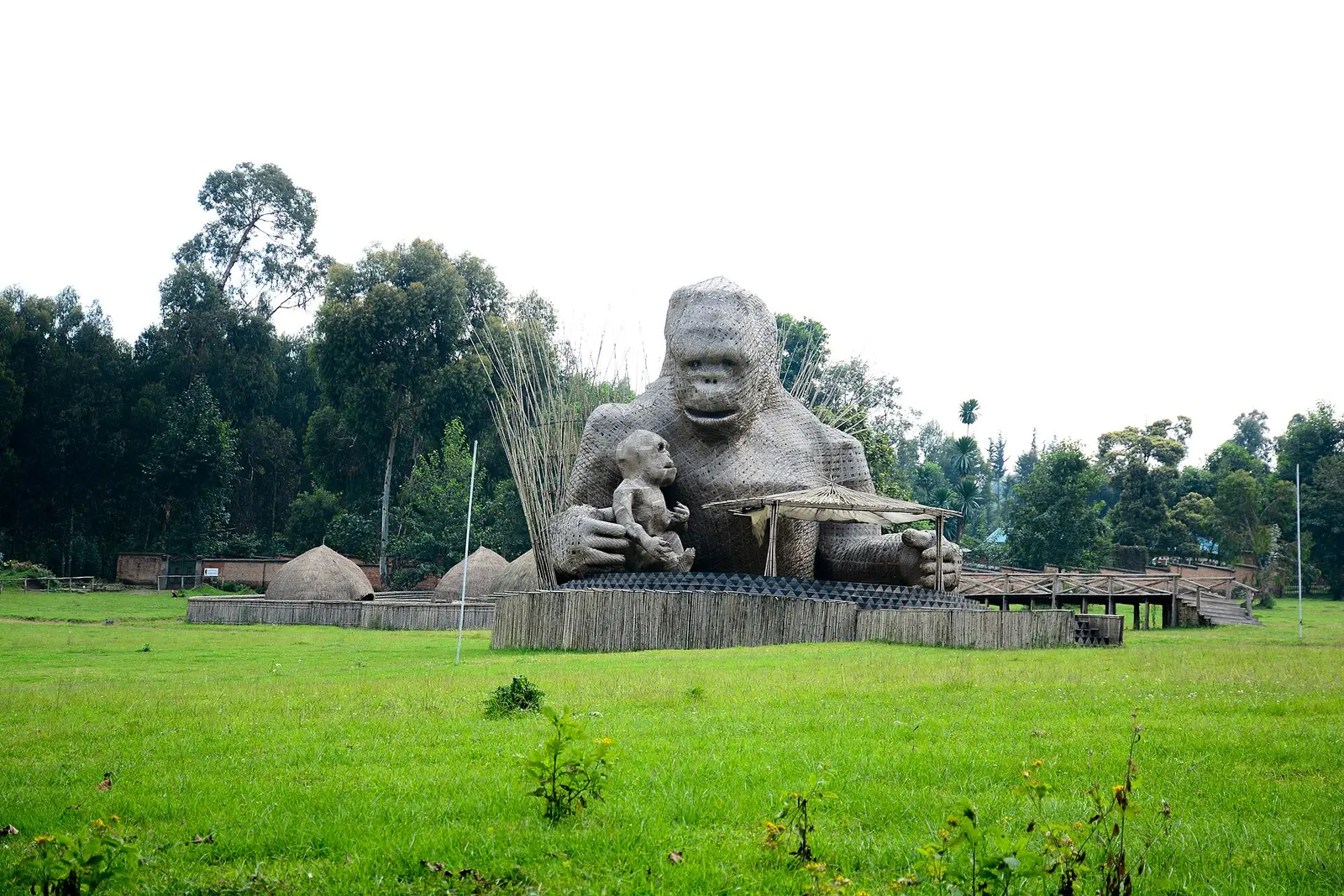 Giant gorilla sculpture at the Kwita Izina grounds in Kinigi