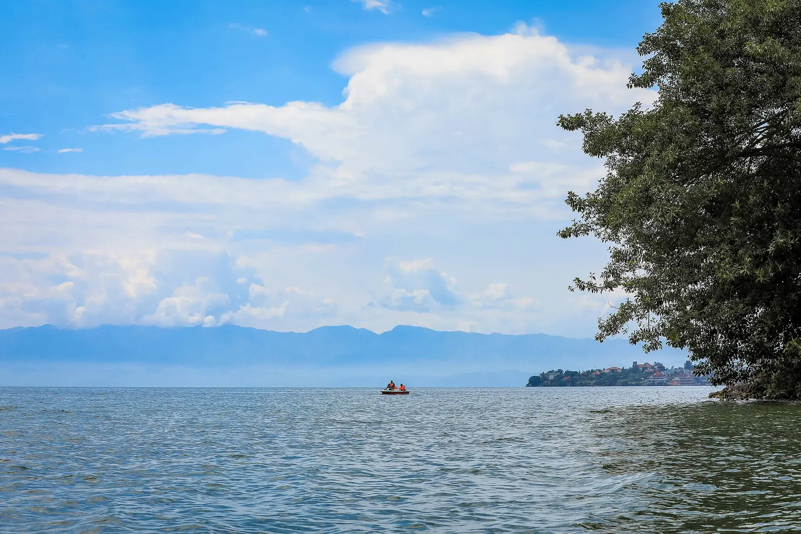 Small boat on Lake Kivu in Rubavu District, Rwanda