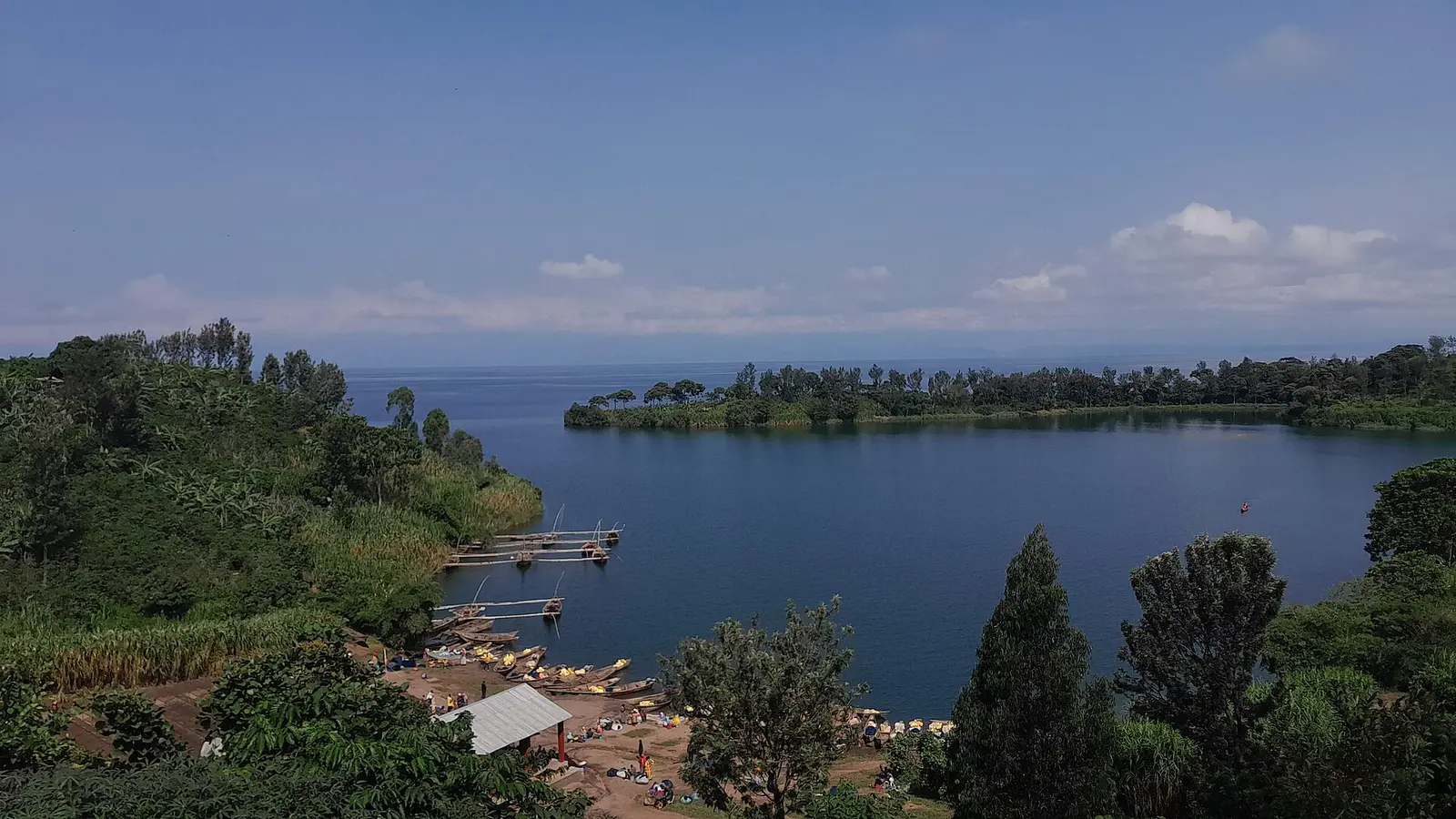 Lake Kivu shoreline and islands in western Rwanda